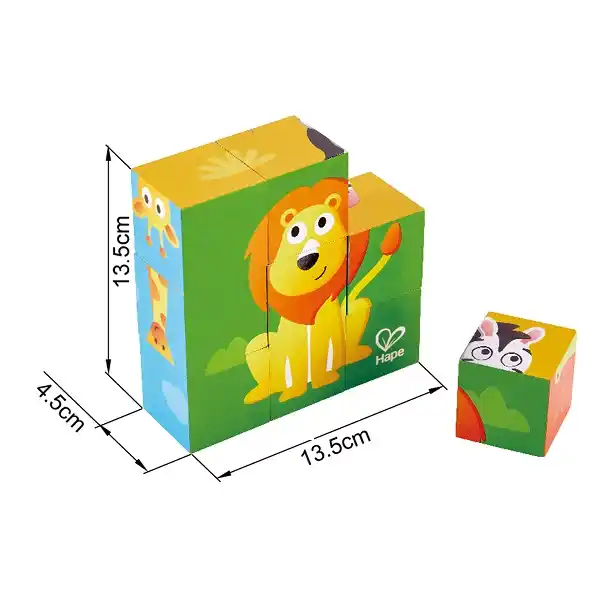 Набор деревянных кубиков “Джунгли”, 9 шт.