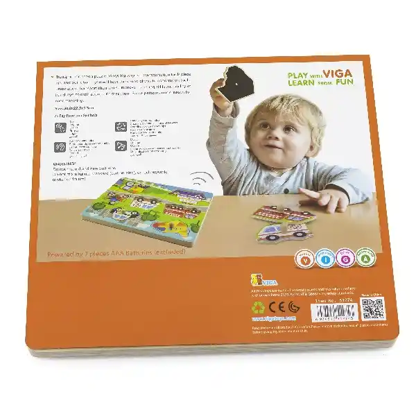 Деревянный Пазл-вкладыш Транспорт со звуком (7 эл.)