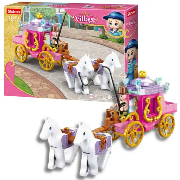 Set de construcție ”Trăsura cu doi cai”, 139 elem.