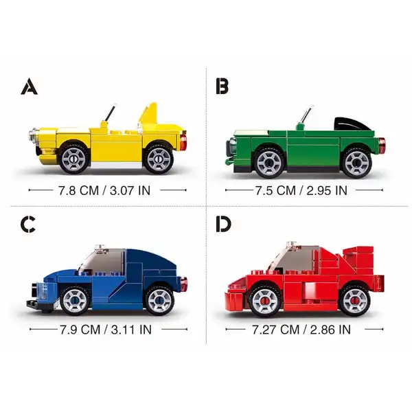 Set de construcție ”Construiește un automobil”, 4 modele, de la 44 pînă la 45 elem.