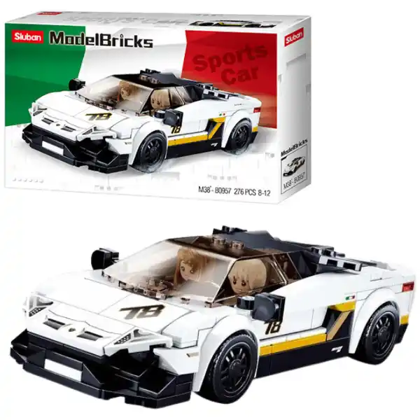 Set de construcție „Mașină de curse italiană” albă, 276 elem.