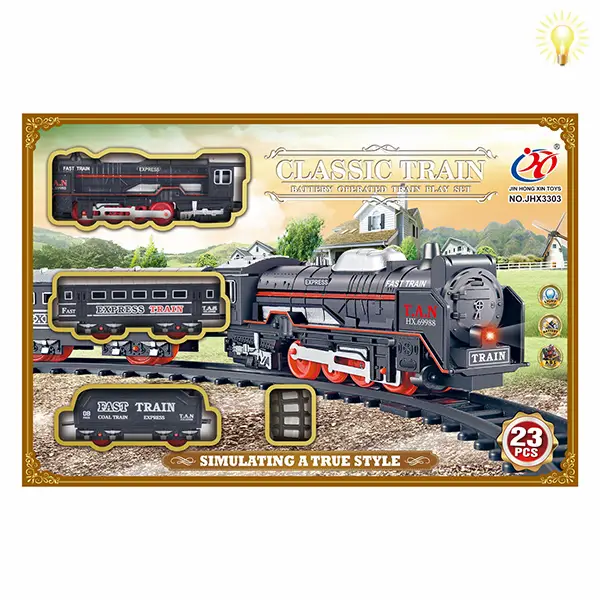 Jucărie tren CLASSIC TRAIN, 23 elemente (lumină / sunet)