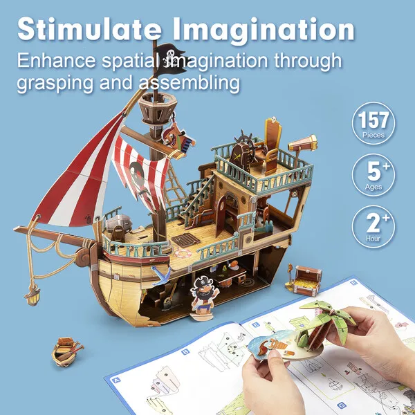 3D puzzle “Corabia piraților cu comori”, 157 elemente