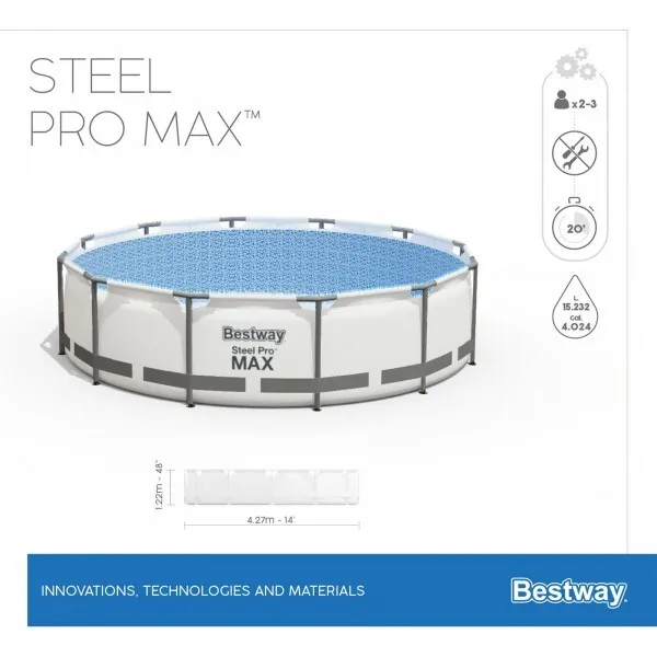 Bestway Piscină STEEL PRO MAX 427х122 cm, 15232 L, cadru metalic