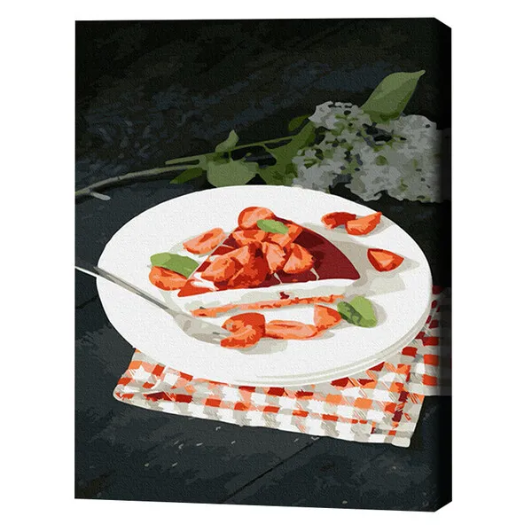 Pictură pe numere40х50 cm (în cutie) - Cheesecake din căpșuni