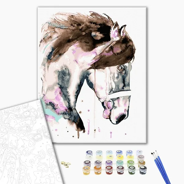 Pictură pe numere 40×50 cm (în cutie) – Cal în stil acuarelă