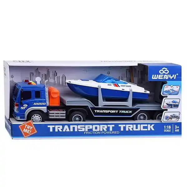 1:16 Инерционный Трейлеровоз с катером (свет / звук)