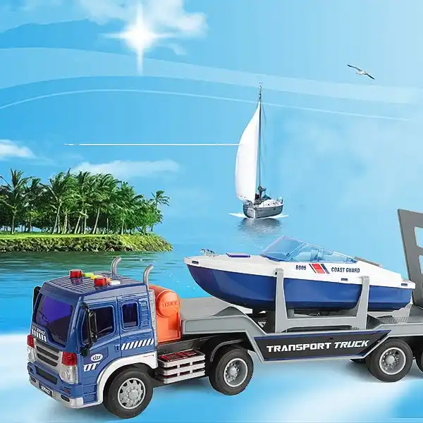 1:16 Инерционный Трейлеровоз с катером (свет / звук)