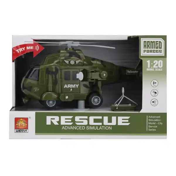 1:20 Инерционный военный вертолет (свет / звук)