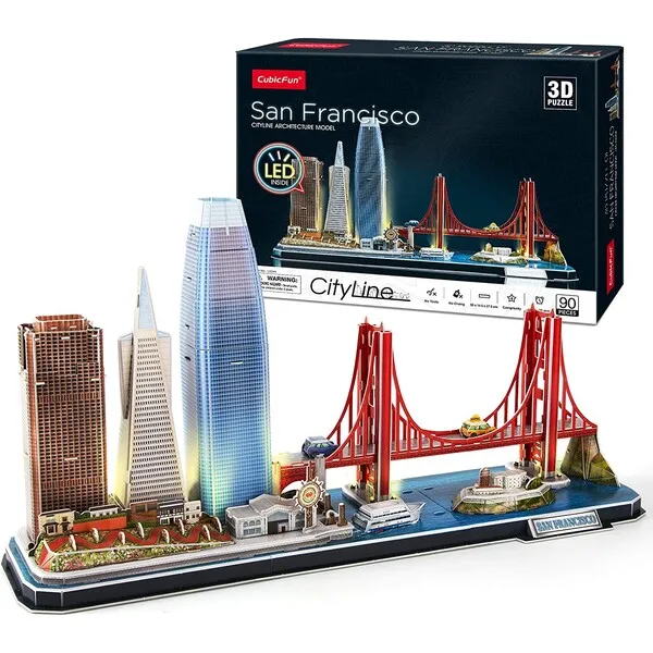 3D Puzzle „San Francisco” cu iluminare LED, 90 elemente