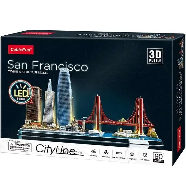 3D Puzzle „San Francisco” cu iluminare LED, 90 elemente