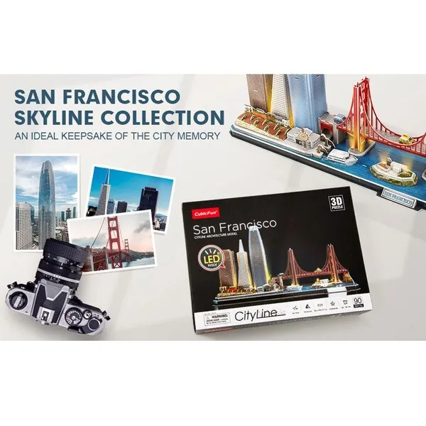3D Puzzle „San Francisco” cu iluminare LED, 90 elemente