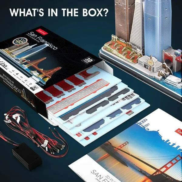 3D Puzzle „San Francisco” cu iluminare LED, 90 elemente