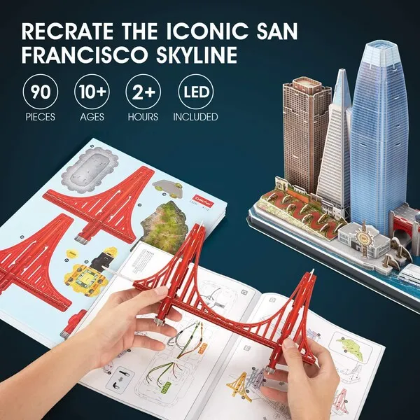 3D Puzzle „San Francisco” cu iluminare LED, 90 elemente