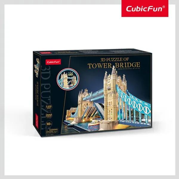 3D Puzzle „Podul Turnului” cu iluminare LED, 222 elemente