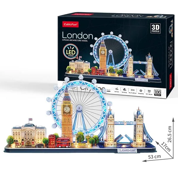 3D Puzzle „Londra” cu iluminare LED, 186 elemente