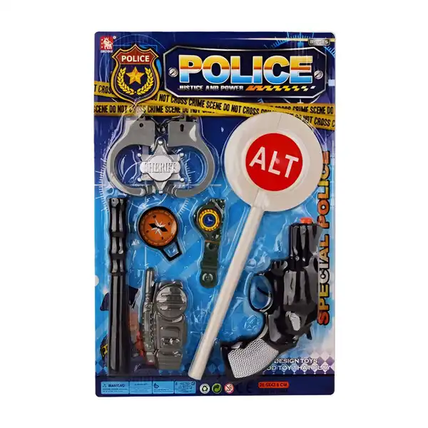 Set de poliție cu accesorii pentru copii (8 accesorii)