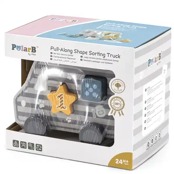 Каталка-сортер на веревке "Грузовик с цифрами и формами"