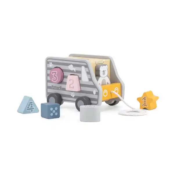 Каталка-сортер на веревке "Грузовик с цифрами и формами"