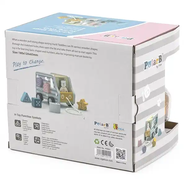 Каталка-сортер на веревке "Грузовик с цифрами и формами"