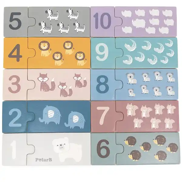 Деревянный пазл “Числа и зверята”