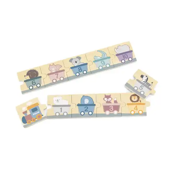 Деревянный пазл “Числа и зверята”