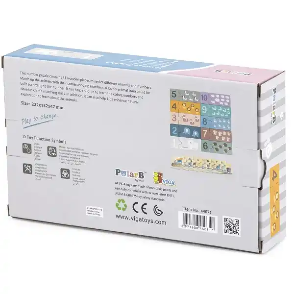 Деревянный пазл “Числа и зверята”