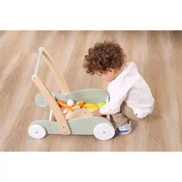 Premergator din lemn și cărucior pentru păpuși 2 în 1 (PolarB)