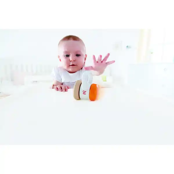 Деревянная погремушка-ролик с ручкой