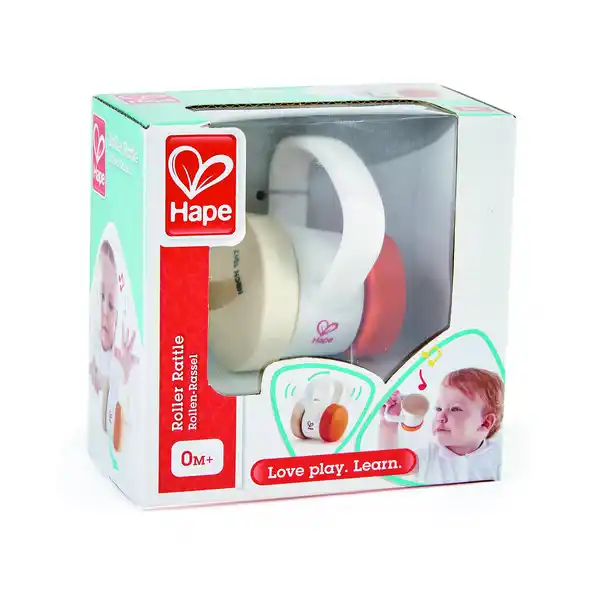 Деревянная погремушка-ролик с ручкой