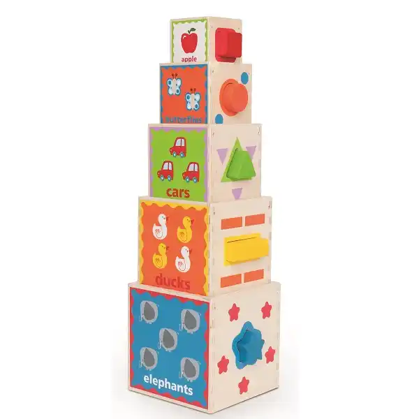 Деревянные кубики-пирамидка с сортером