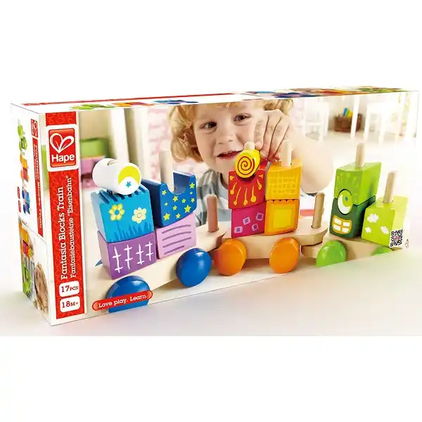 Деревянный набор с кубиками «Разноцветный паровоз»