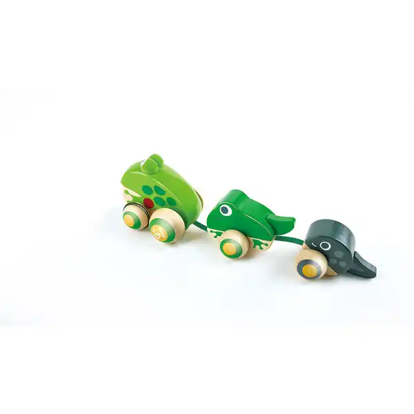 Детская каталочка на веревочке «Семья лягушек на прогулке»