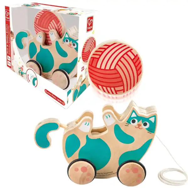 Детская каталочка на веревочке “Игривый Котенок”