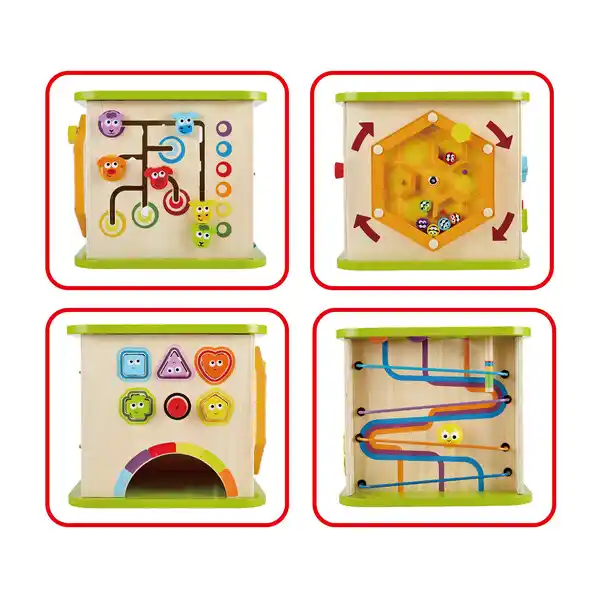 Деревянный бизикуб с подсветкой «Зверюшки»