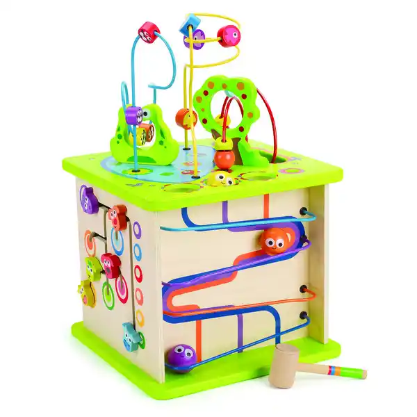 Деревянный бизикуб с подсветкой «Зверюшки»