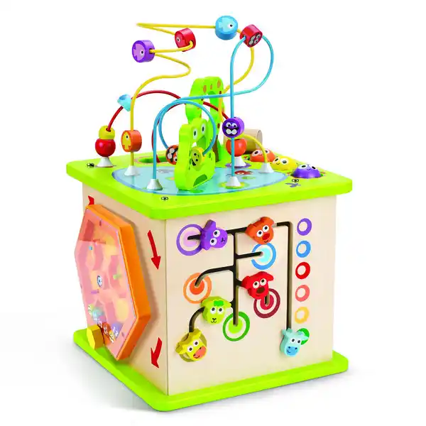 Деревянный бизикуб с подсветкой «Зверюшки»