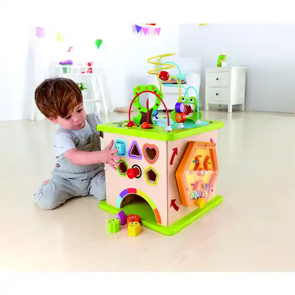 Деревянный бизикуб с подсветкой «Зверюшки»