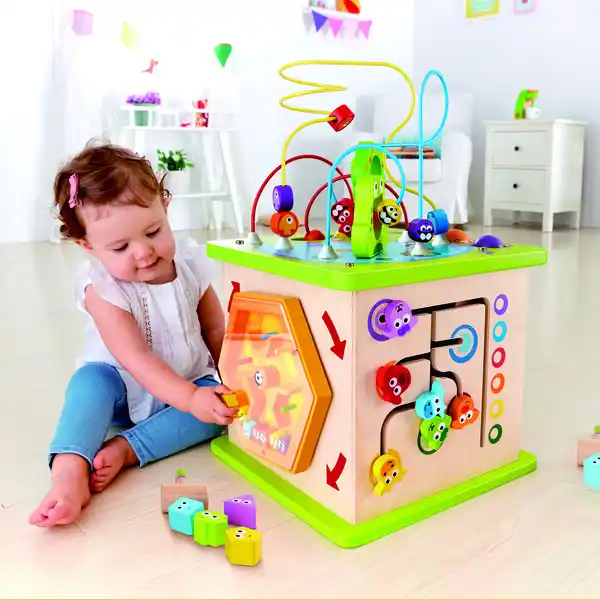 Деревянный бизикуб с подсветкой «Зверюшки»