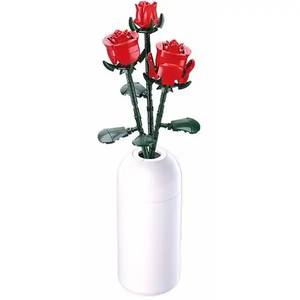 Set de construcție ”Trandafiri roșii în vază”, 258 elem.