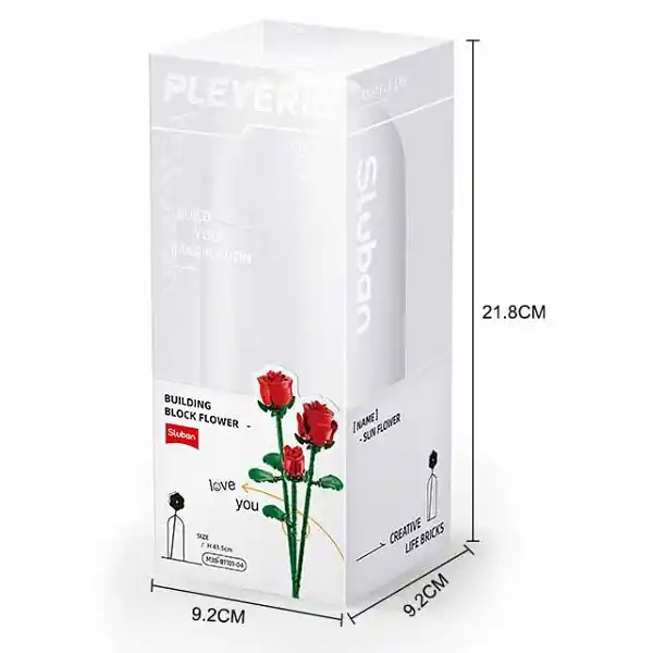 Set de construcție ”Trandafiri roșii în vază”, 258 elem.