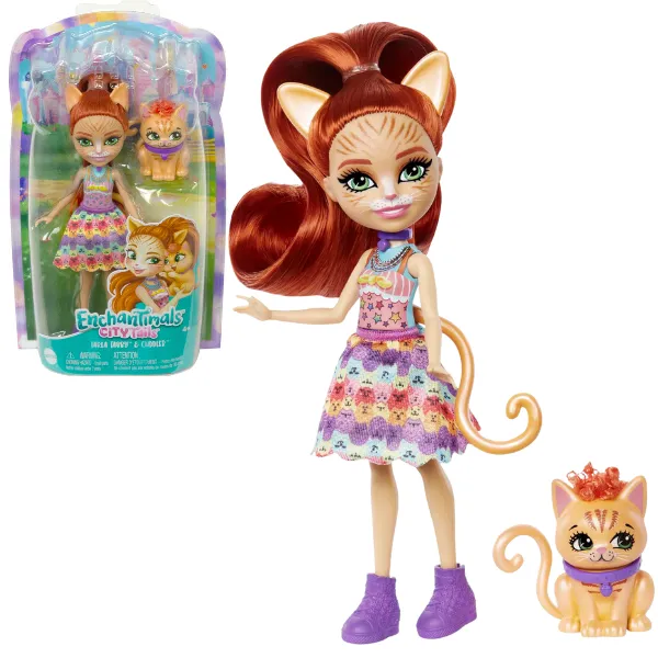 Papusa Enchantimals “Tarla pisicuța roșie”