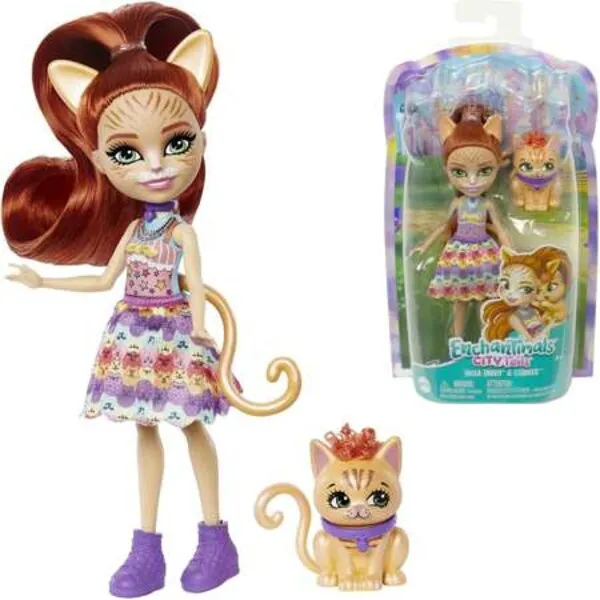 Papusa Enchantimals “Tarla pisicuța roșie”