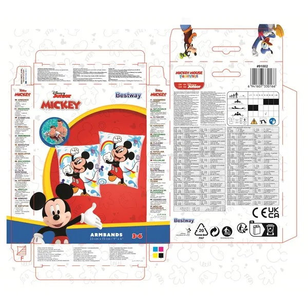 Bestway Aripioare de înot gonflabile “Mickey și prietenii” 23×15 cm, 3-6 ani