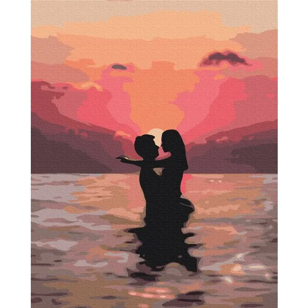 Pictură pe numere 40*50 сm (în cutie)– Îndrăgostiți la apus