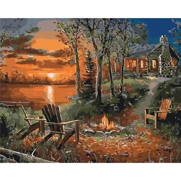 Pictură pe numere 40x50 cm (în cutie) – Casa de pe malul lacului