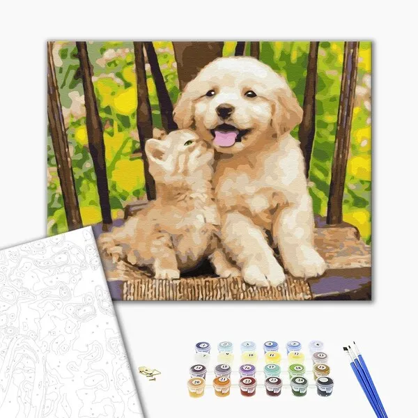 Pictură pe numere 50*40 cm (fără cutie)  – Micii prieteni