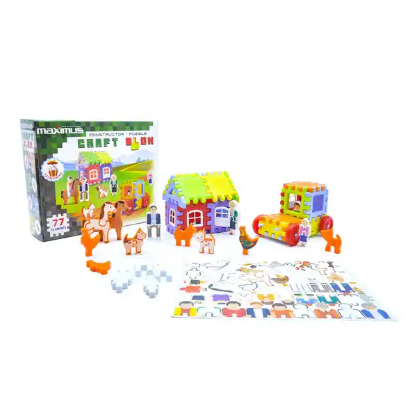 Крафт-блок конструктор с наклейками 77 элем.