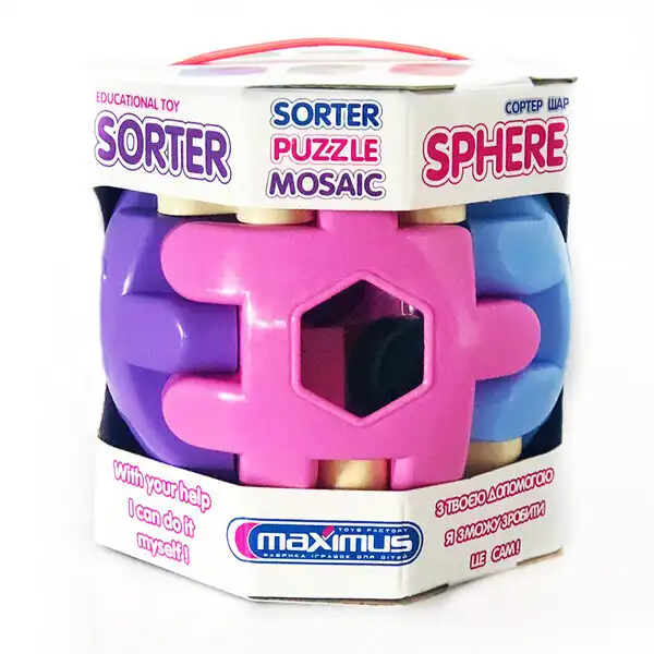 Jucărie-sorter „Sfera 3D roz”  12 elem.