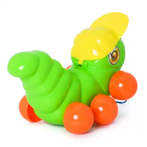 Каталка на веревочке с ручкой "Гусеница" в асс.